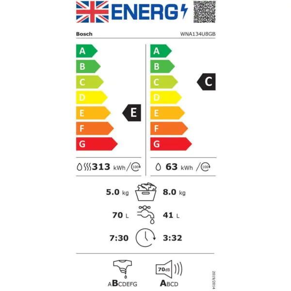 Bosch Series 4 WNA134U8GB 8kg/5kg, 1400rpm, Washer Dryer, E Rated in White - Image 7