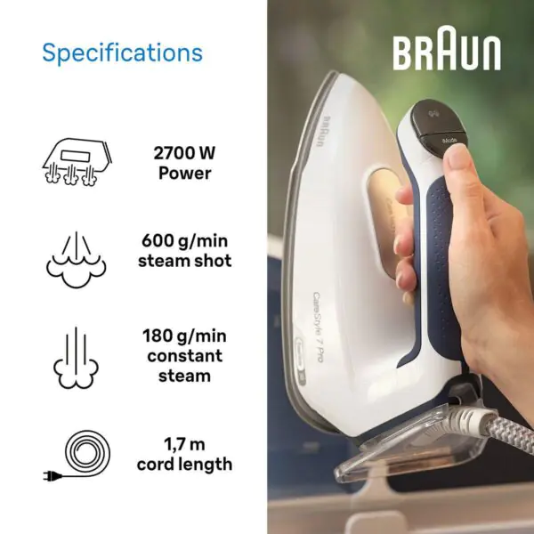 Braun CareStyle 7 Pro Steam Generator Iron in Blue, IS7282BL - Image 3