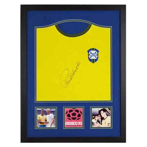 Carlos Alberto Signed Framed Brazil Football Shirt