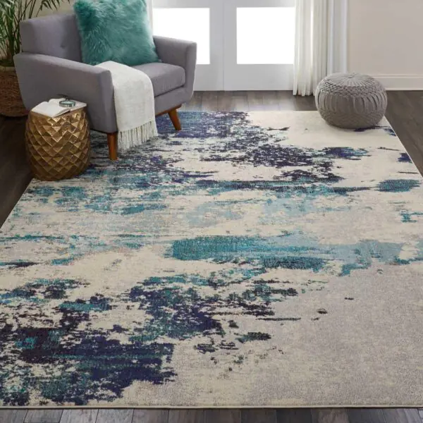 Celestial Ivory Blue Rug in 4 Sizes - Image 3