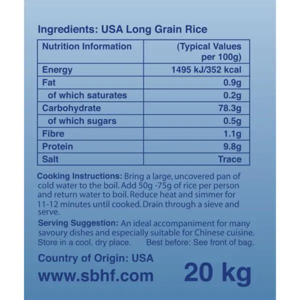 Chinatown USA Long Grain Rice, 20kg - Image 2