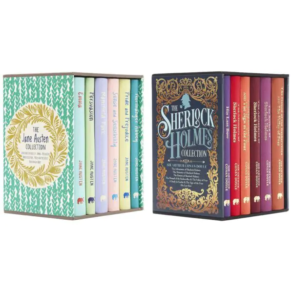 Classic 6 Book Box Set including a Journal in 2 Options: Sherlock Holmes or Jane Austen