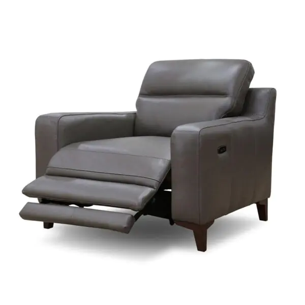 Colby Dark Grey Leather Power Reclining Armchair - Image 6