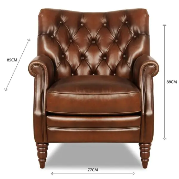 Columbus Brown Leather Armchair - Image 2