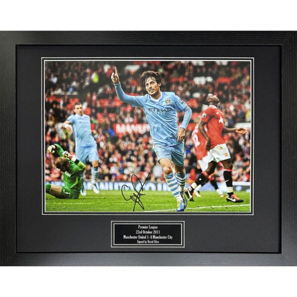 David Silva Signed Framed Manchester City Photograph