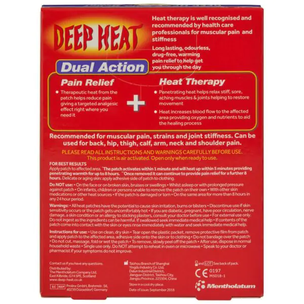 Deep Heat Pain Relief Heat Patch, 2 x 4 Pack - Image 4