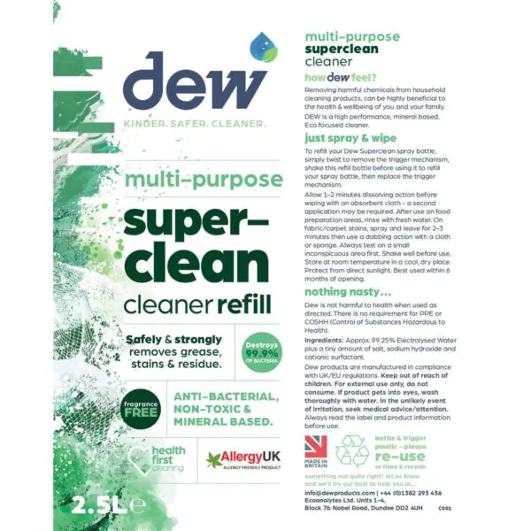 Dew Superclean Multi-Purpose Cleaner Spray, 500ml and Refill, 2.5L - Image 5