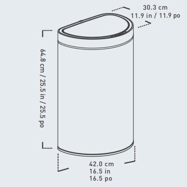 EKO Semi-Round 47L Stainless Steel Motion Sensor Bin - Image 6