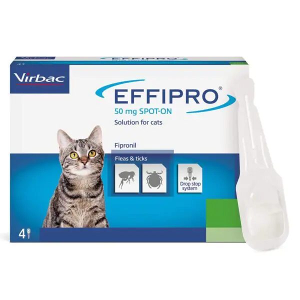 Effipro Spot-On Flea and Tick Treatment for Cats (1kg+), 3 x 4 x 50mg - Image 2