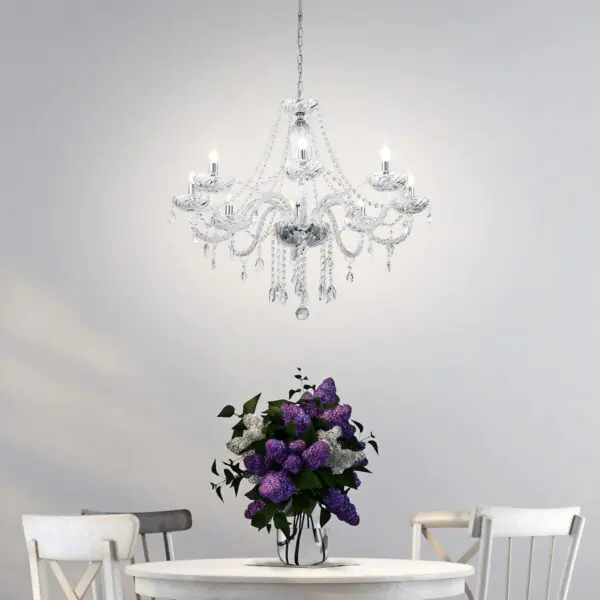 Eglo Basilano 8 Light Chandelier in Polished Chrome and Clear Glass - Image 3