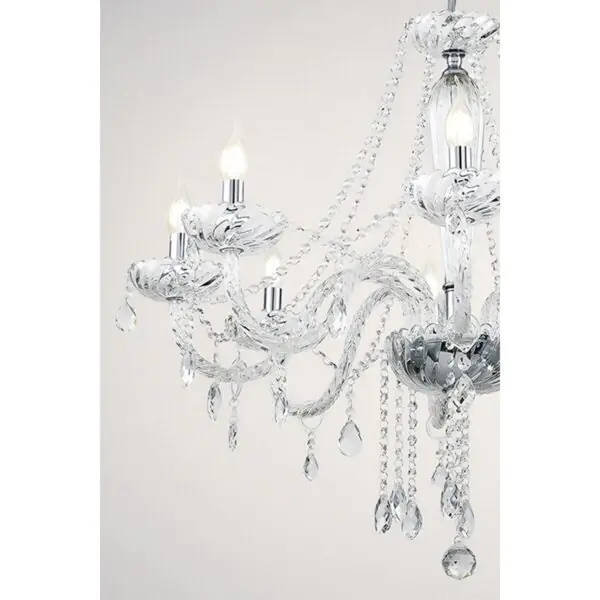 Eglo Basilano 8 Light Chandelier in Polished Chrome and Clear Glass - Image 5