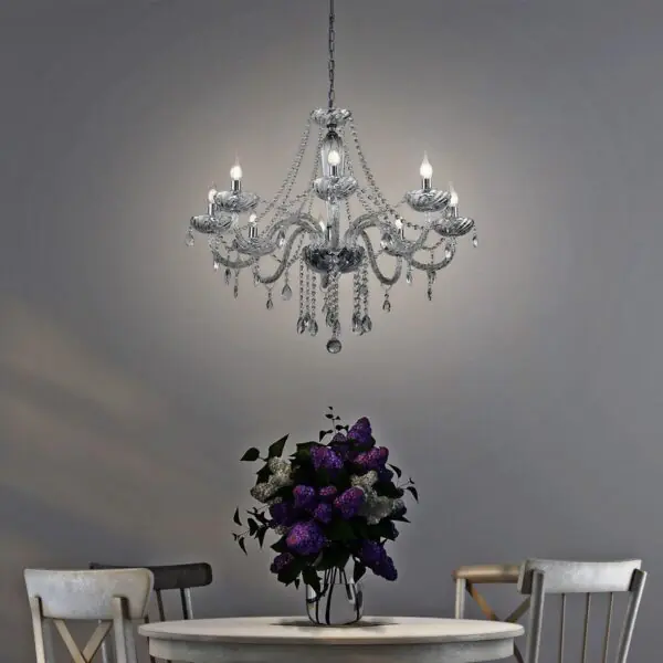 Eglo Basilano 8 Light Chandelier in Polished Chrome and Clear Glass - Image 4