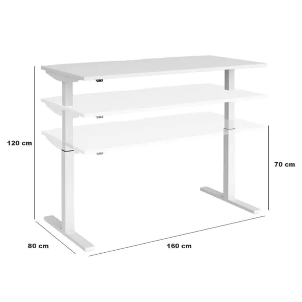 Elev8 Large Power Adjustable Height Desk, White - Image 3