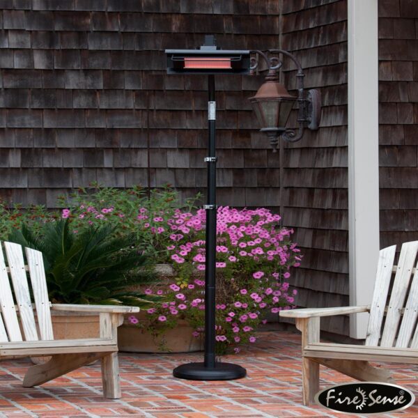 FireSense Black Powder Coated Steel 2.3m (93 ) Telescoping Offset Pole Mounted Infrared Patio Heater