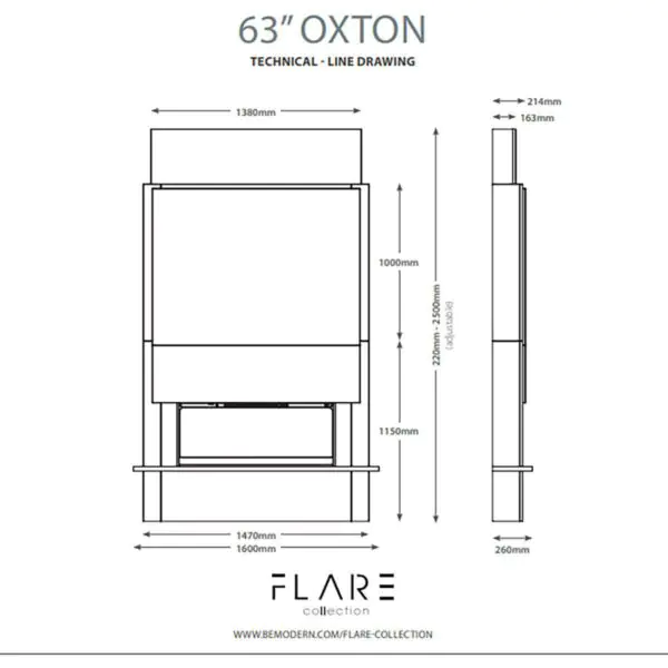 Flare Oxton Wall Mounted Chimney Breast Fireplace Suite in White, 2kW - Image 2