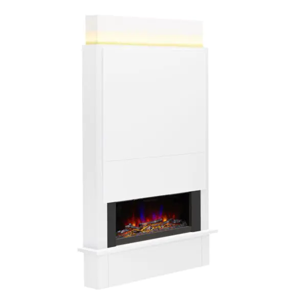 Flare Oxton Wall Mounted Chimney Breast Fireplace Suite in White, 2kW - Image 4