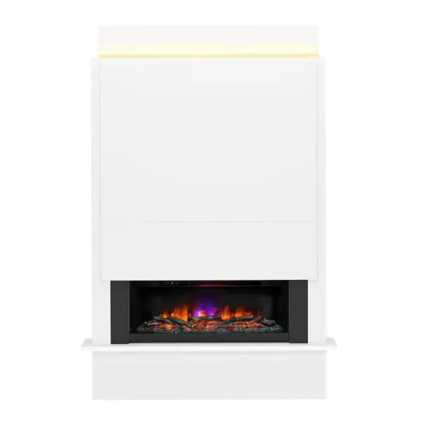 Flare Oxton Wall Mounted Chimney Breast Fireplace Suite in White, 2kW - Image 3