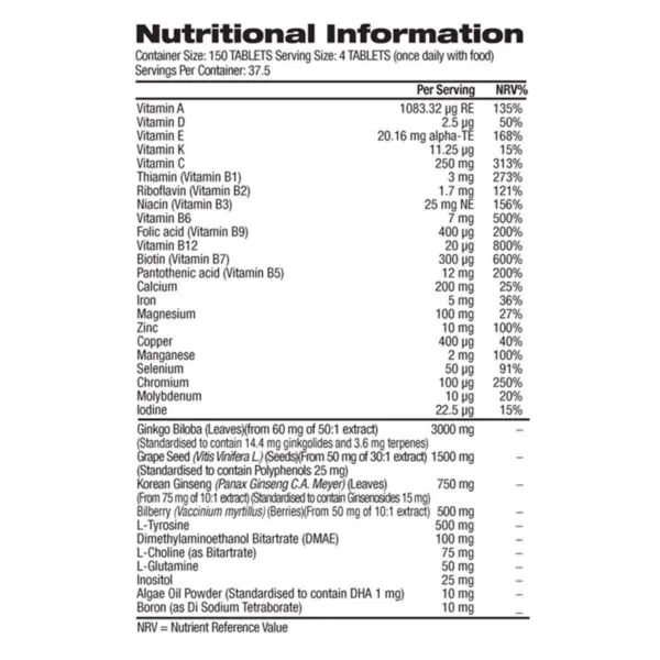 Focus Factor Nutrition for the Brain, 150 Tablets - Image 4