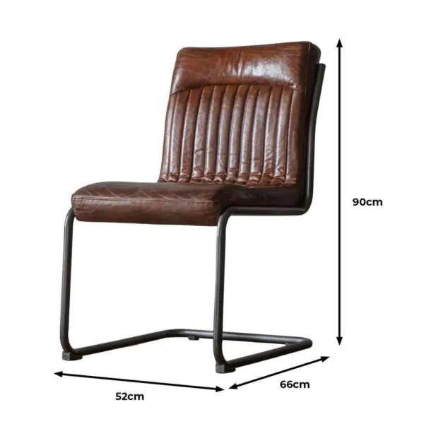 Gallery Capri Brown Leather Cantilever Dining Chair - Image 2