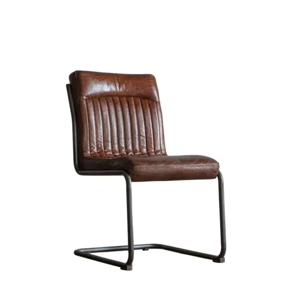 Gallery Capri Brown Leather Cantilever Dining Chair - Image 8