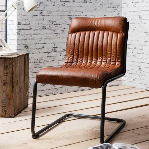 Gallery Capri Brown Leather Cantilever Dining Chair