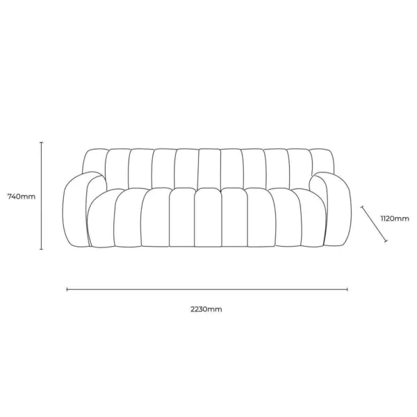 Gallery Coste Cream Fabric 3 Seater Sofa - Image 2