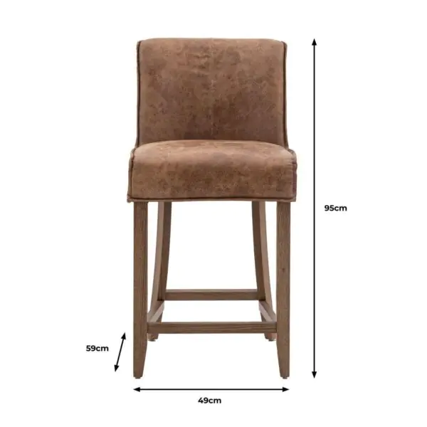 Gallery Tarnby Brown Leather Bar Stool, 2 Pack - Image 2