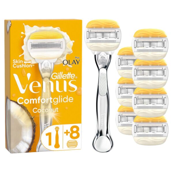 Gillette Venus Comfortglide with Olay, Platinum Metal Handle and 8 Blades - Image 2