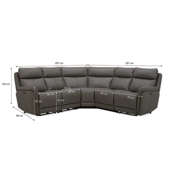 Gilman Creek Hadley Grey Leather Power Reclining Sectional Sofa with Power Headrests - Image 2