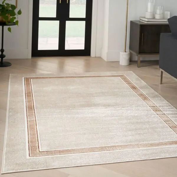 Glitz Cream Border Rug in 3 Sizes - Image 4