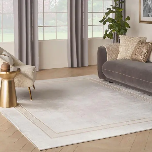 Glitz Cream Border Rug in 3 Sizes - Image 6