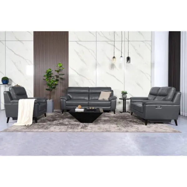 Grace Dark Grey Leather Power Reclining 2 Seater Sofa - Image 8