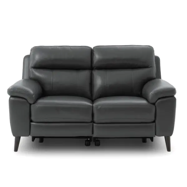 Grace Dark Grey Leather Power Reclining 2 Seater Sofa - Image 3