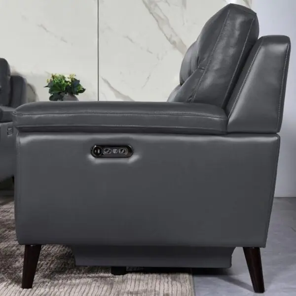 Grace Dark Grey Leather Power Reclining 2 Seater Sofa - Image 7