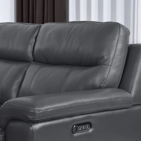 Grace Dark Grey Leather Power Reclining 2 Seater Sofa - Image 5