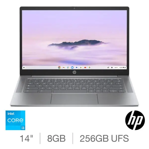 HP Chromebook, Intel Core i3, 8GB RAM, 256GB SSD, 14 Inch Laptop, 14a-nf0000na