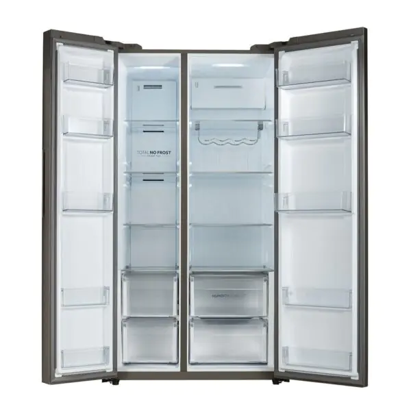 Haier HSW59F18DNMM, Side by Side Fridge Freezer, D Rated in Platinum Inox - Image 5