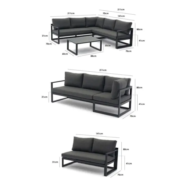 Harbour Lifestyle Havana Corner Patio Set with Reclining Feature in Dark Grey - Image 2