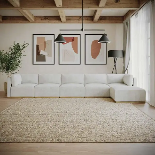 Henredon Murphy Cream 6 Piece Modular Fabric Sofa - Image 6