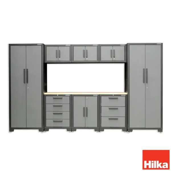 Hilka Professional 24 Gauge Steel 9 Piece Modular Cabinet Set