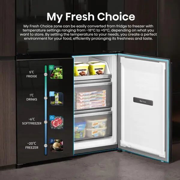 Hisense RQ5X560SFLEF, Multi Door Fridge Freezer, E Rated in Black - Image 5