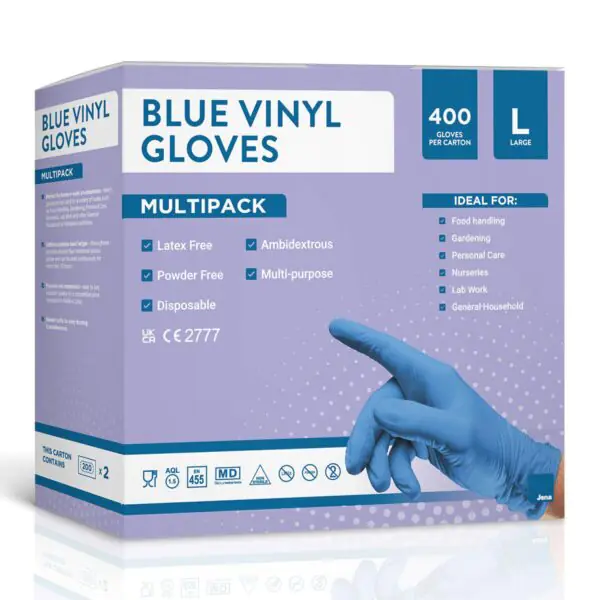 Jena Blue Vinyl Gloves, 400 Pack in 2 Options - Image 4