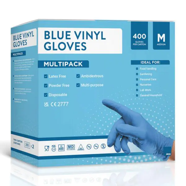 Jena Blue Vinyl Gloves, 400 Pack in 2 Options - Image 3