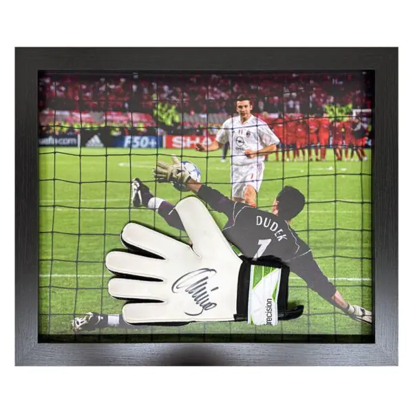 Jerzy Dudek Signed Framed Goalkeeper Glove