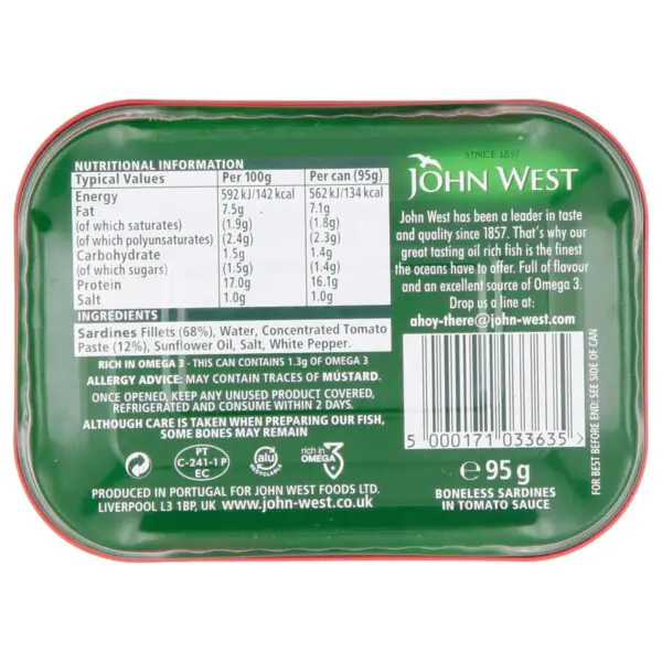 John West Boneless Sardines in Tomato Sauce, 12 x 95g - Image 4