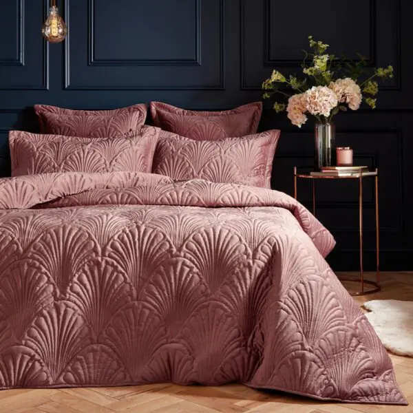 Kensington Blush Velvet 3 Piece Bed Set in 3 Sizes