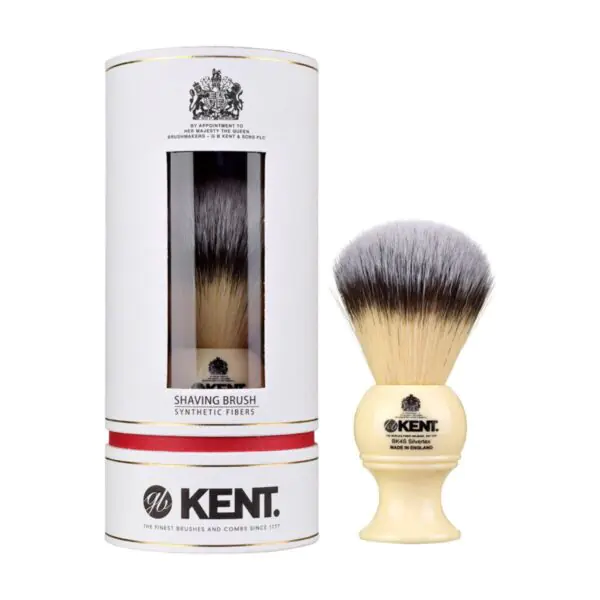 Kent Medium Synthetic Shaving Brush, Ivory White - Image 5