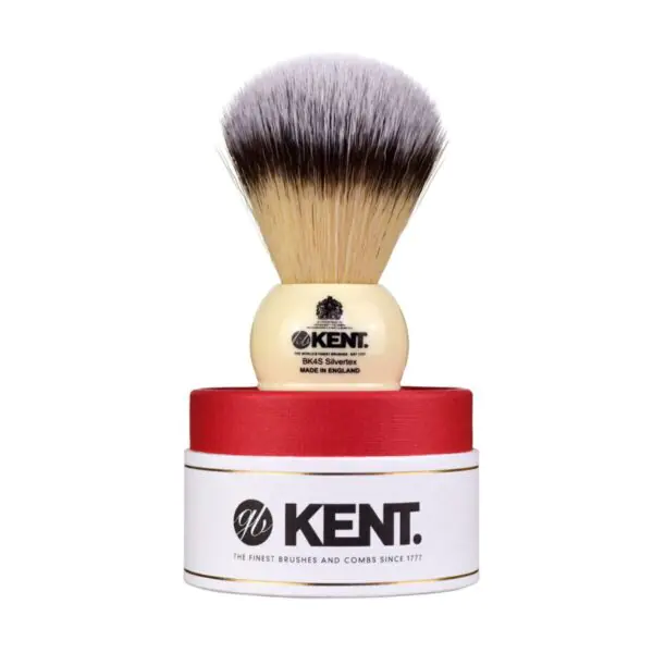 Kent Medium Synthetic Shaving Brush, Ivory White - Image 3