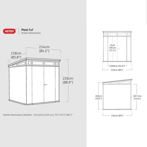 Keter Ashwood Signature 7ft 1  x 7ft 1  (2.16 x 2.16m) Storage Shed - Image 2