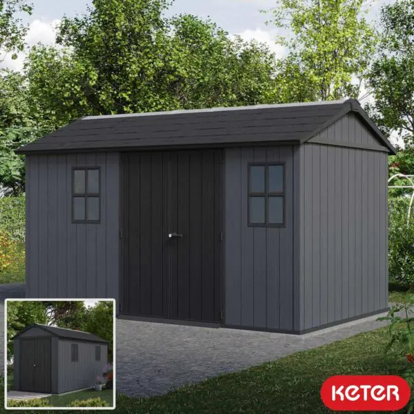 Keter Newton Plus 13ft 5  x 7ft 6  (4.1 x 2.3m) Storage Shed in 2 Configurations